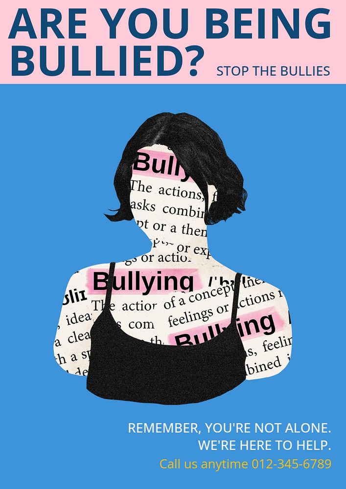 Bullying poster template, editable text & design