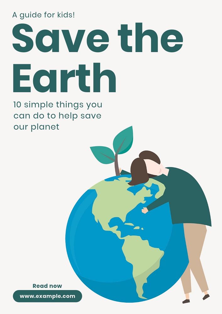 Save the earth  poster template, editable text and design