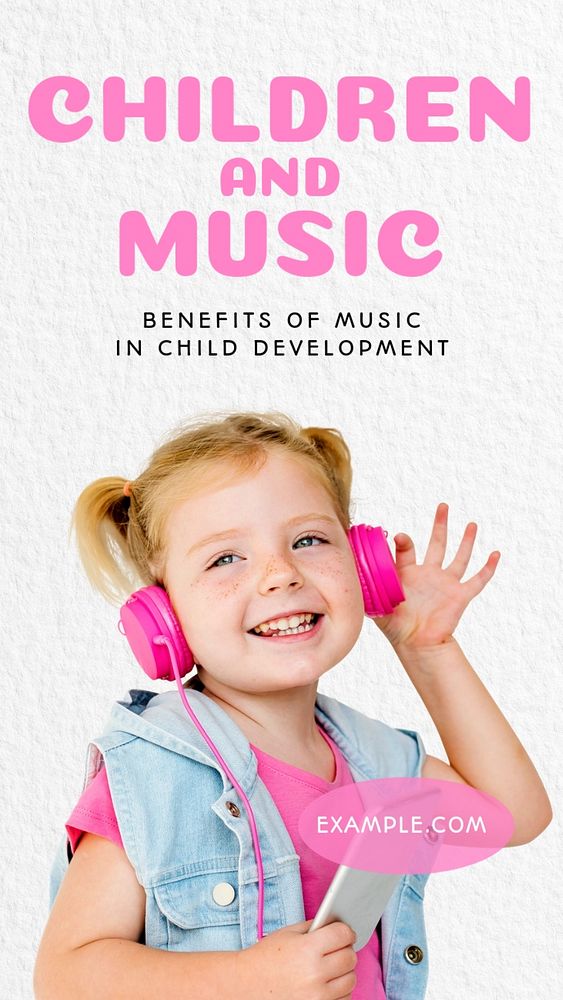 Children and music Instagram story template, editable text