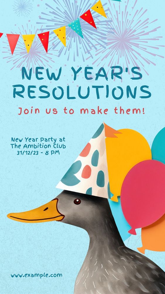 New Year's resolutions Facebook story template