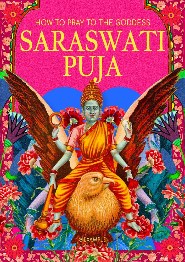 Goddess Saraswati Puja poster template