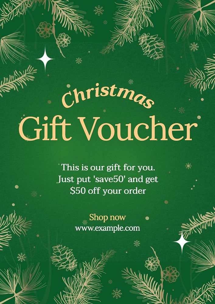 Christmas gift voucher poster template