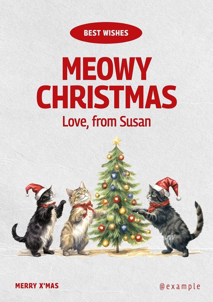 Meowy Christmas poster template