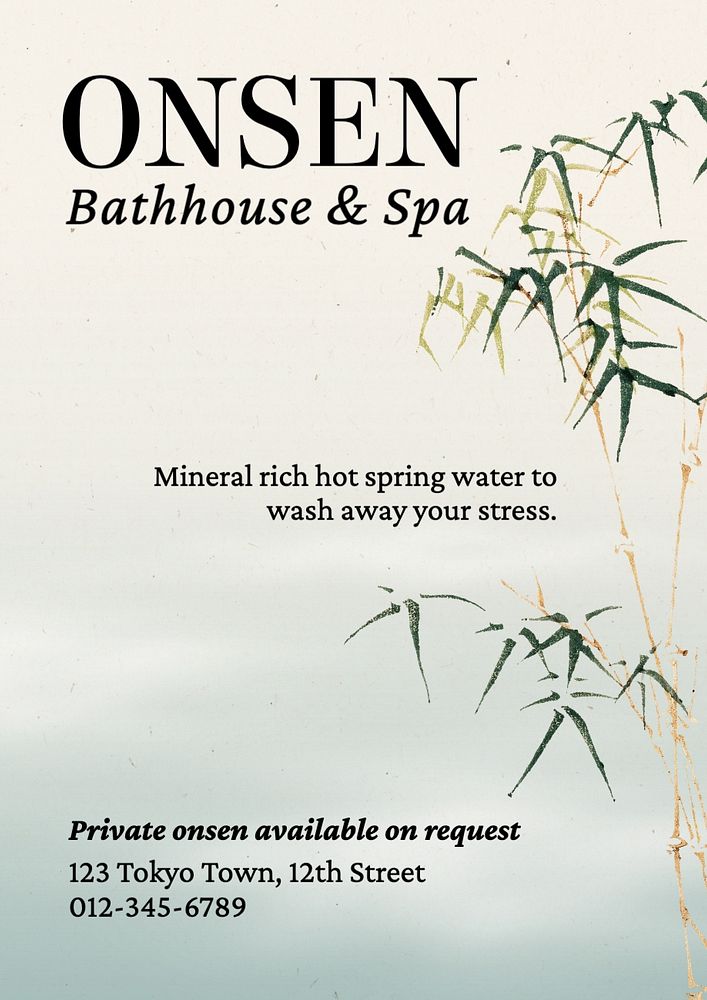 Onsen wellness ad poster template