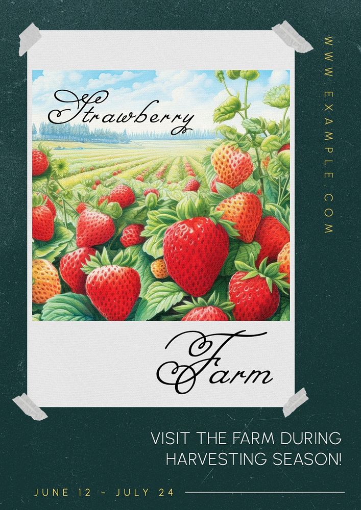 Strawberry farm poster template