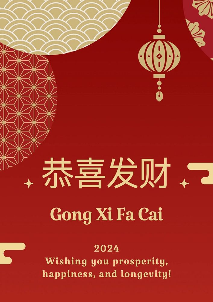 Chinese New Year wish poster template