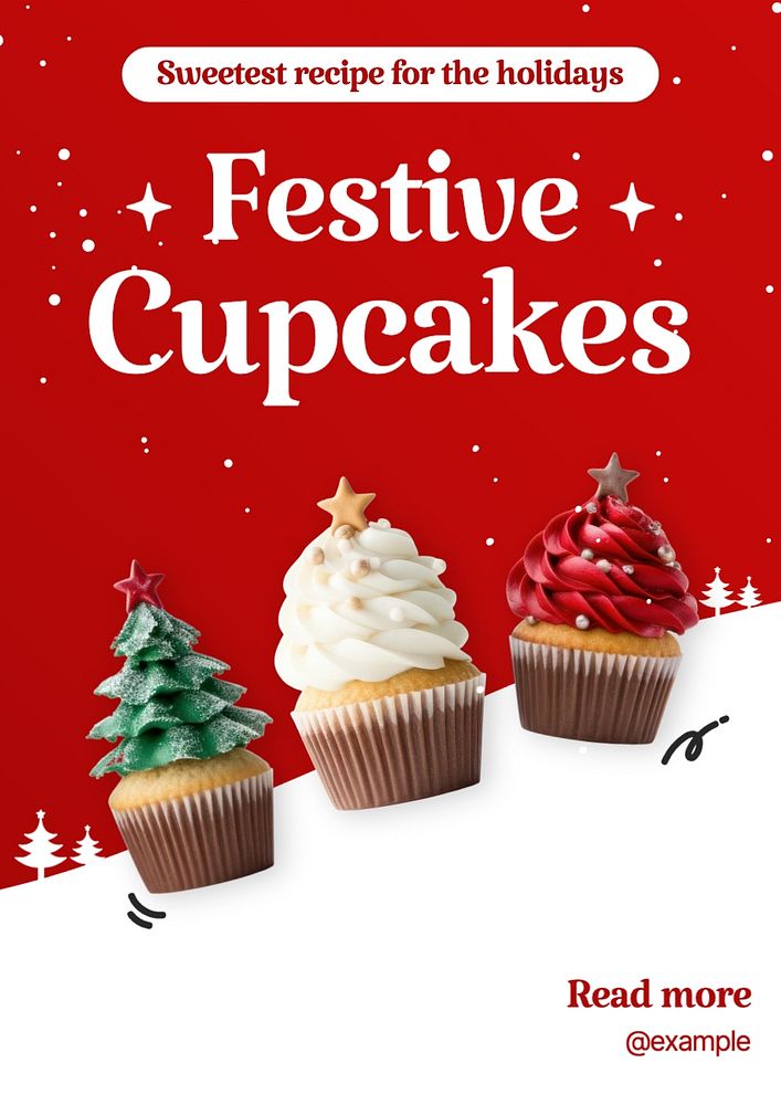 Festive cupcakes poster template