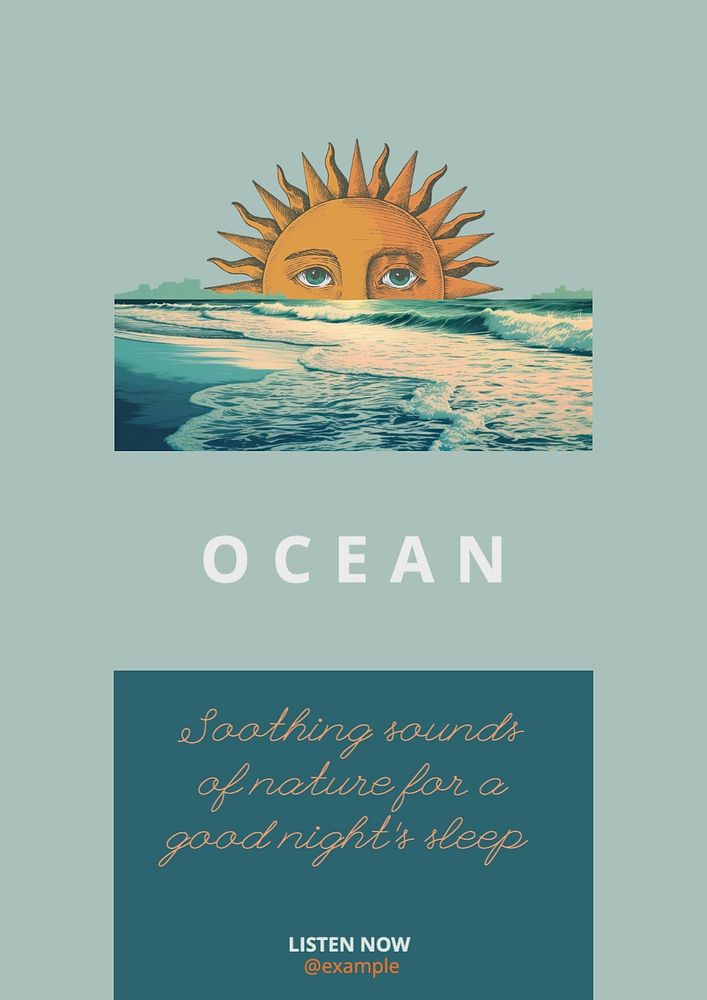 Ocean wave sounds poster template