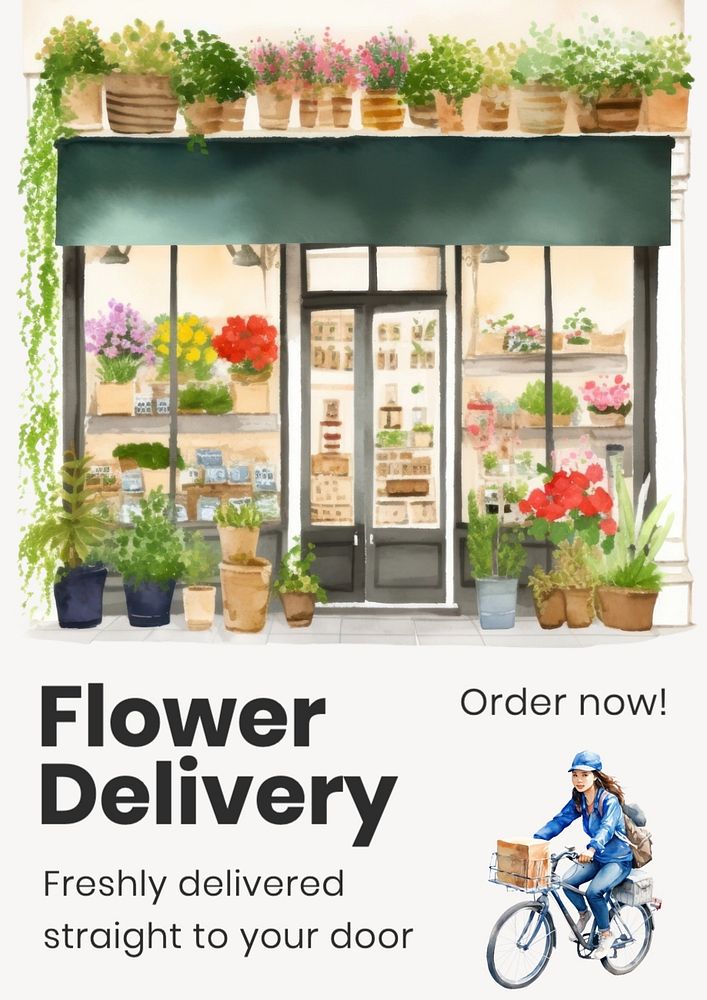 Flower delivery poster template