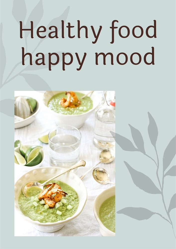 Healhy food, happy mood poster template