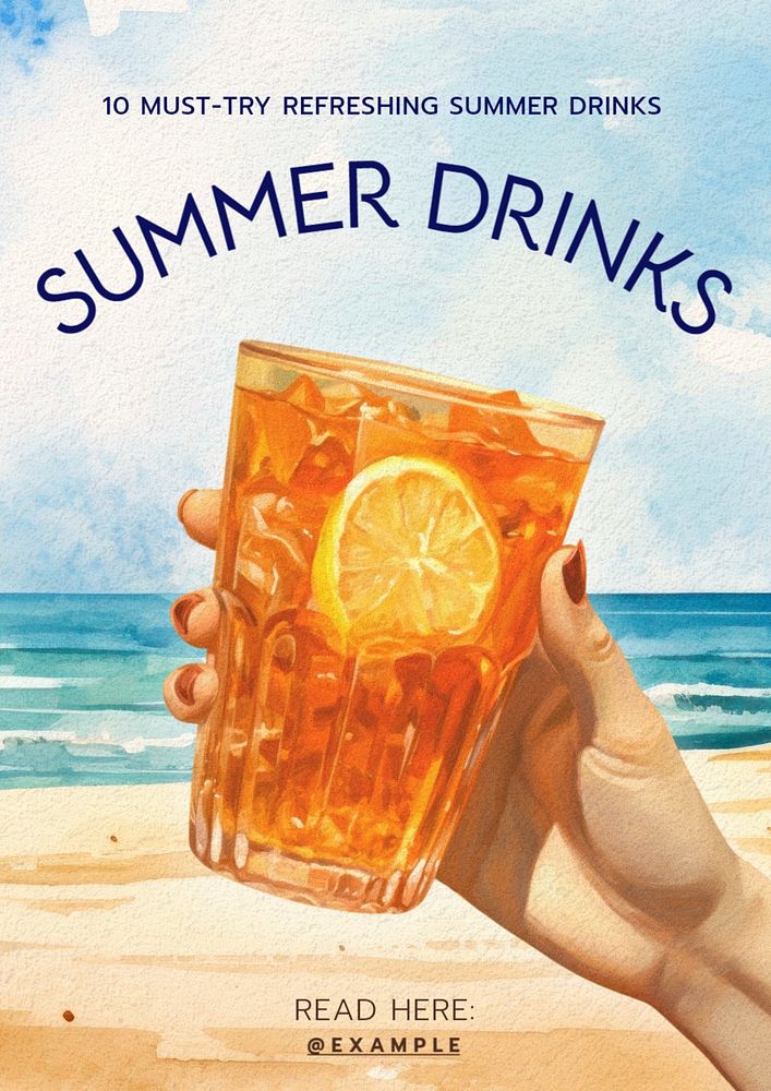 Summer drinks poster template