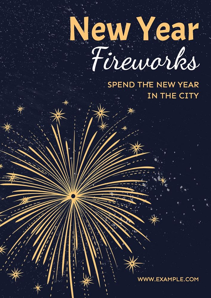 New year fireworks poster template