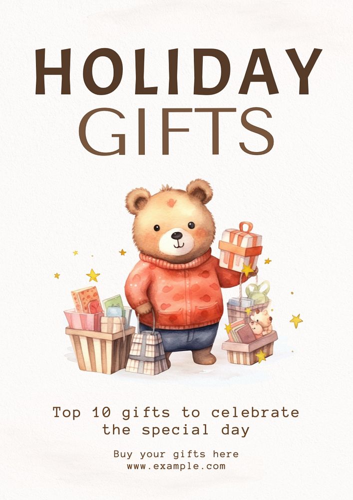 Holiday gifts poster template