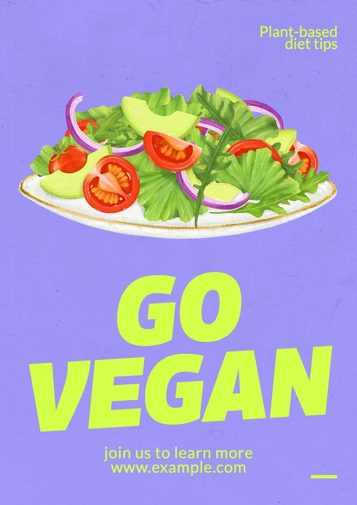 Plant-based vegan diet poster template