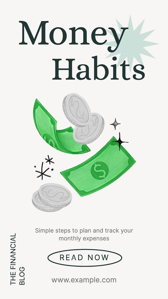 Money habits Facebook story template