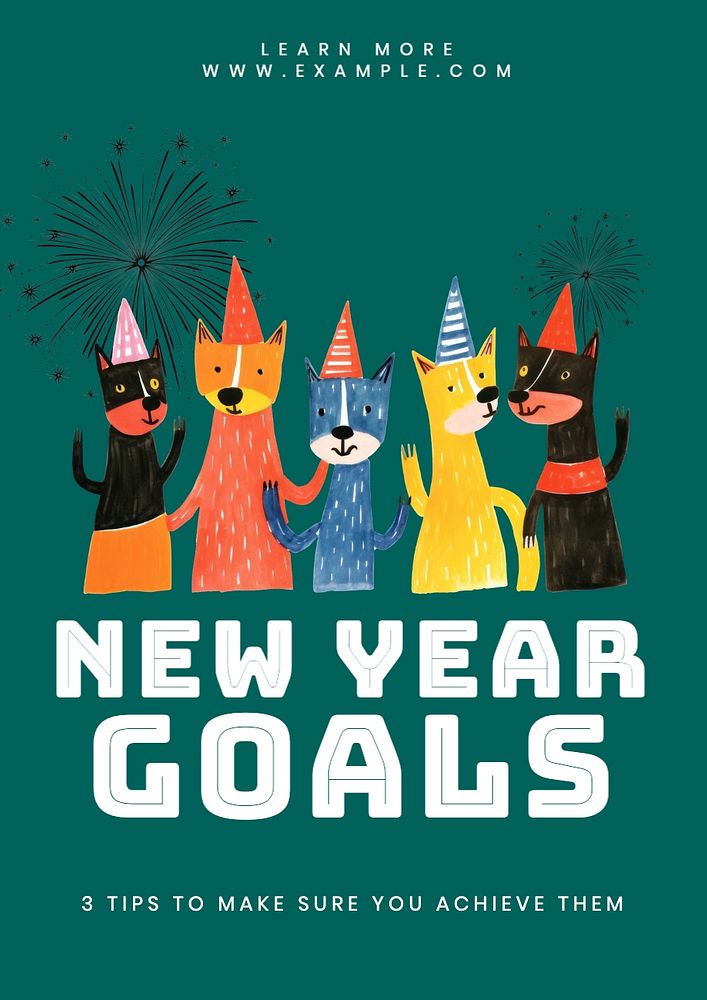 New year goals poster template