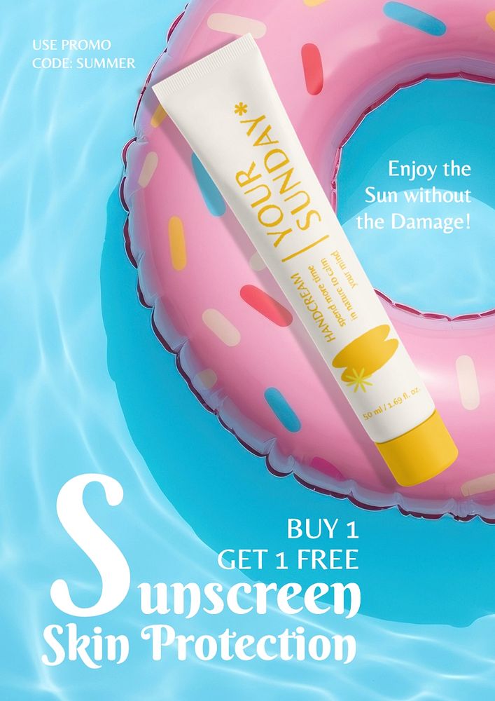 Sunscreen advertisement poster template