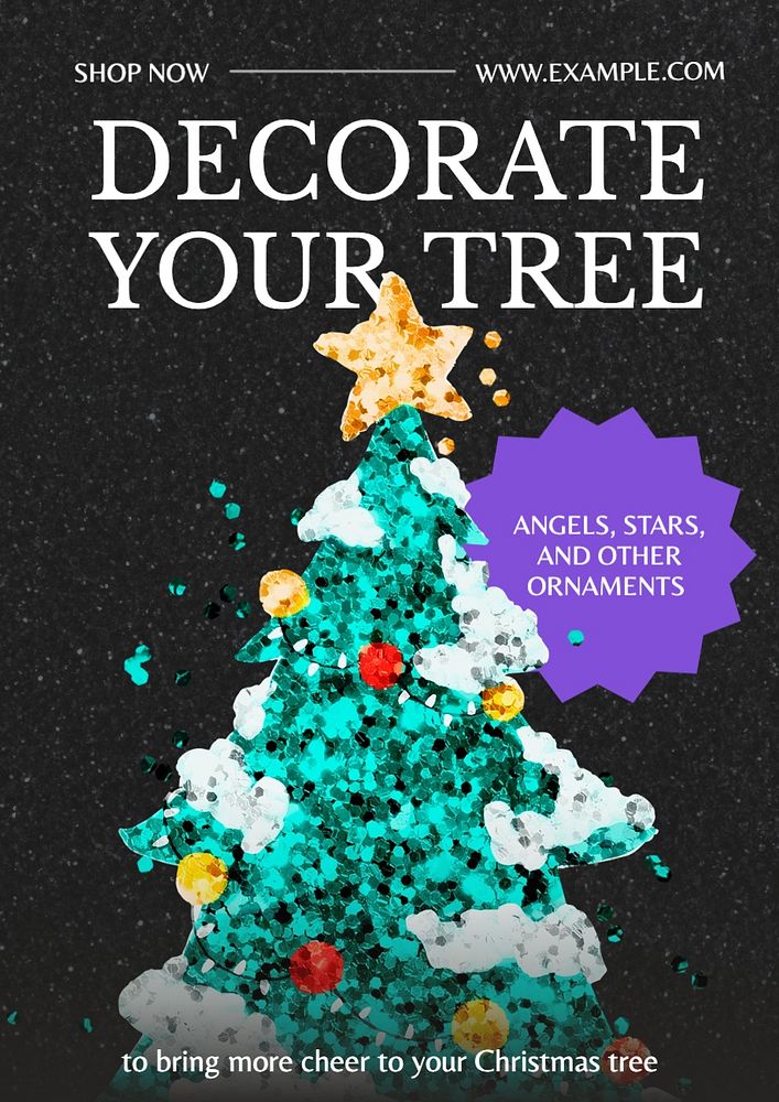 Christmas tree decoration poster template