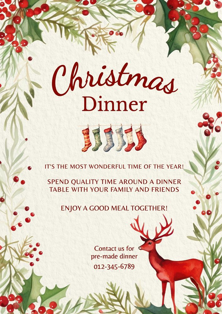 Christmas dinner poster template