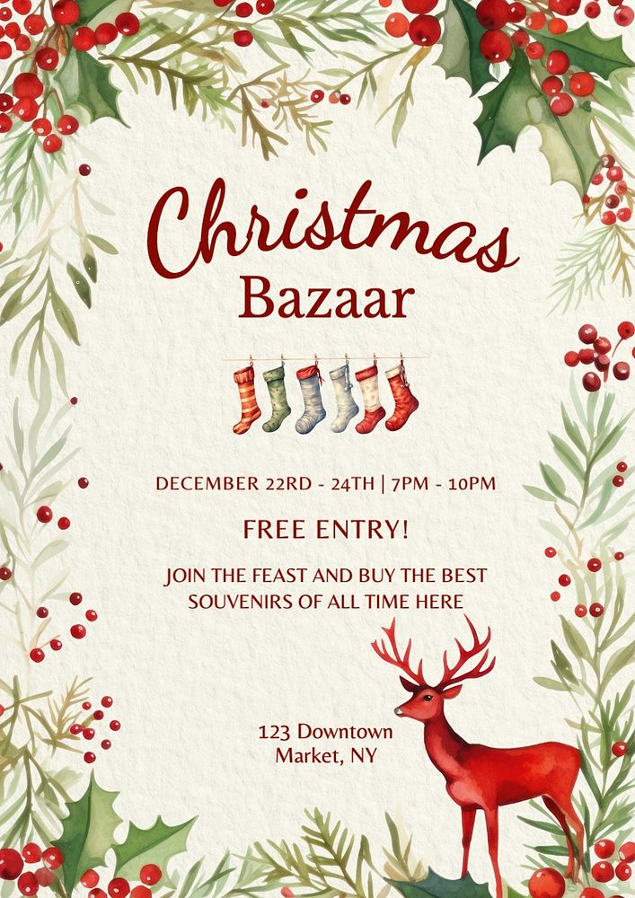 Christmas bazaar poster template | Premium Editable Template - rawpixel