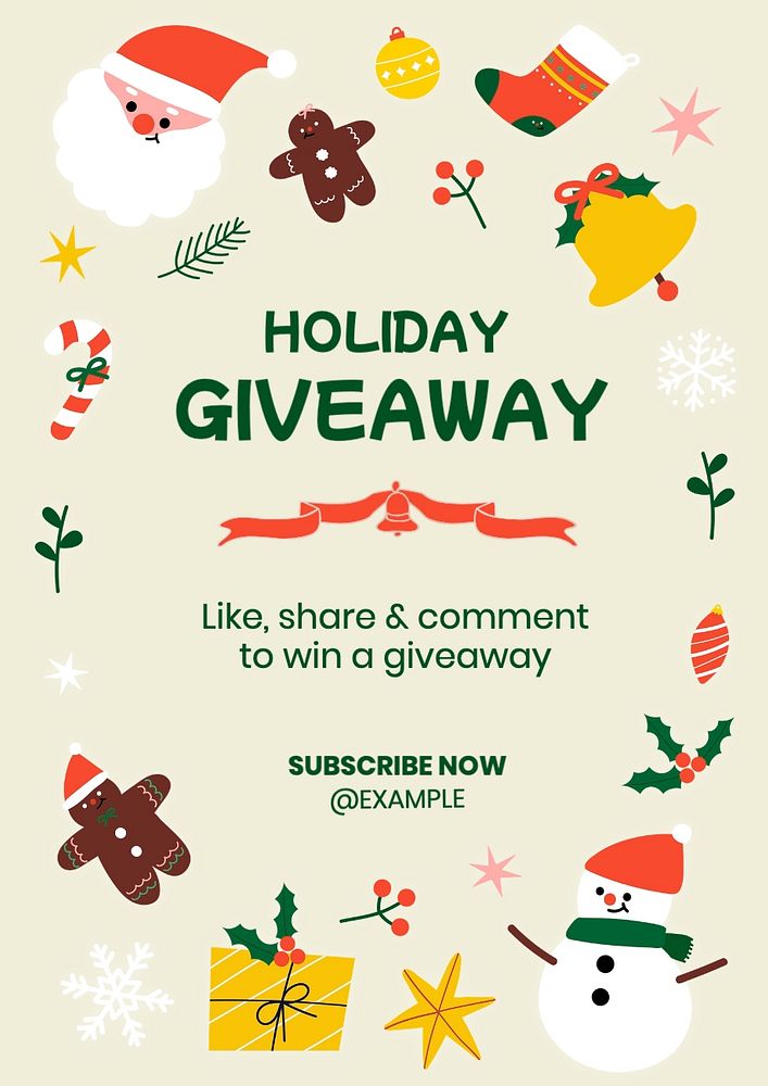 Holiday giveaway poster template