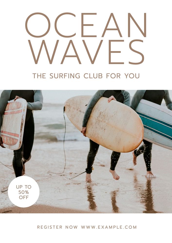 Ocean waves poster template