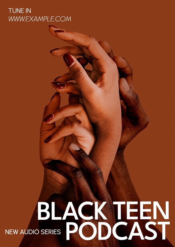 Black teen podcast poster template