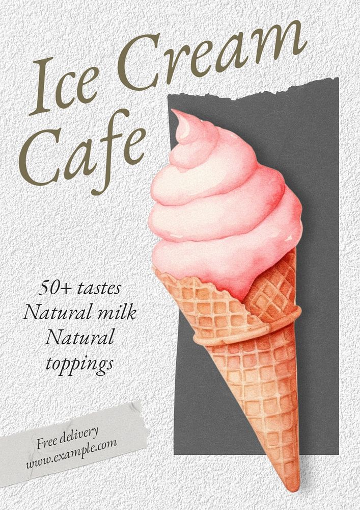 Ice cream cafe poster template