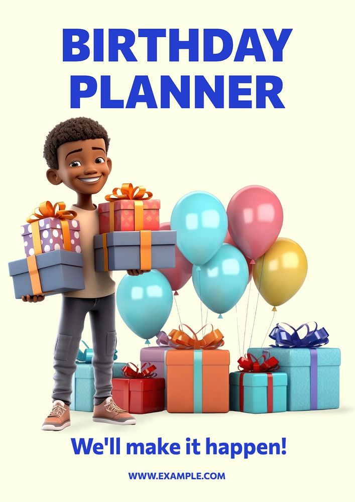 Birthday planner poster template