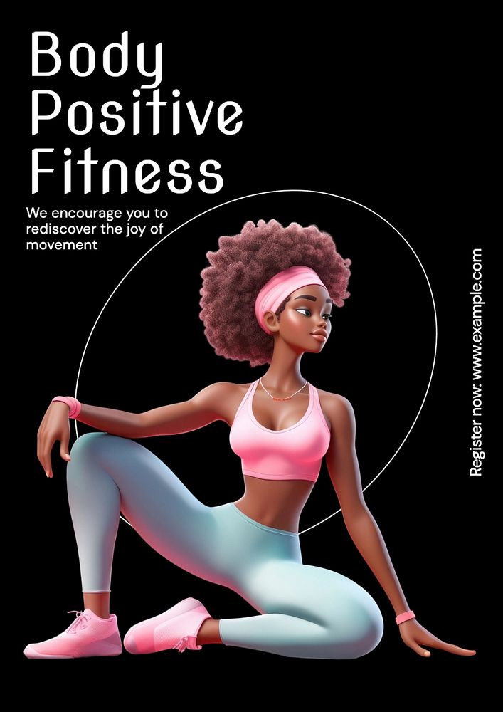 Body positive fitness poster template