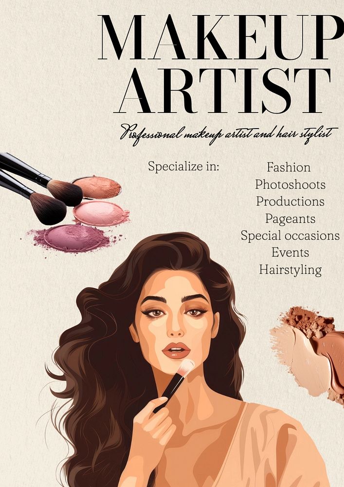 Professional makeup artist poster template | Premium Editable Template ...