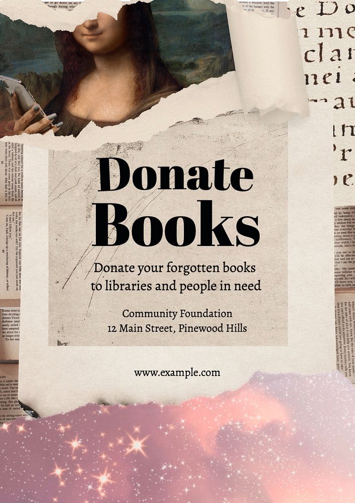 Book donation poster template