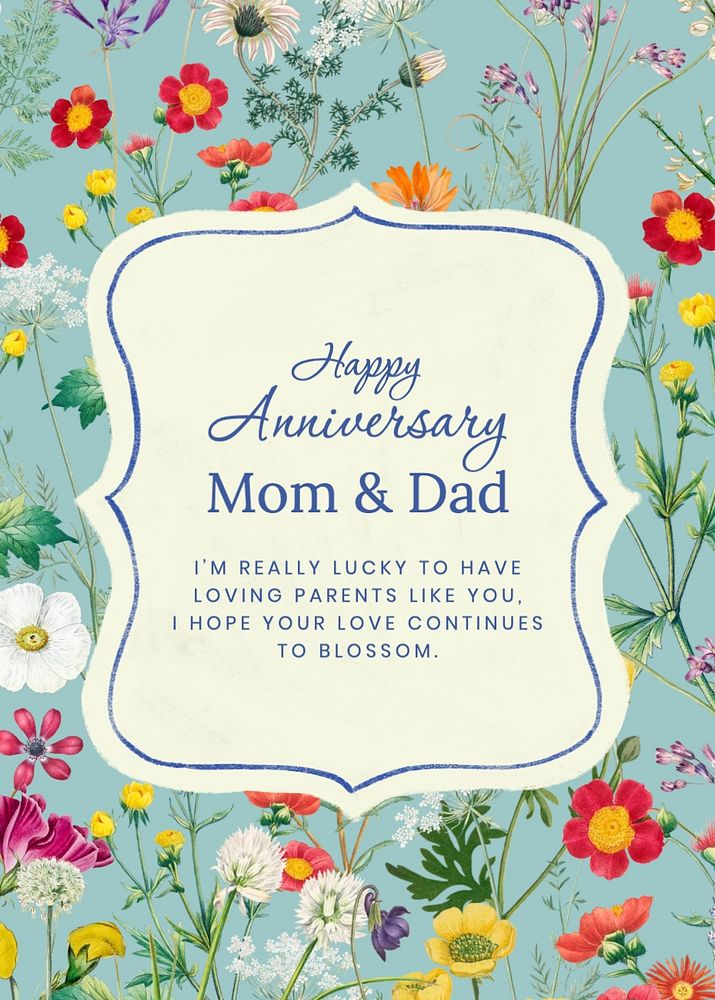 Happy anniversary parents card template