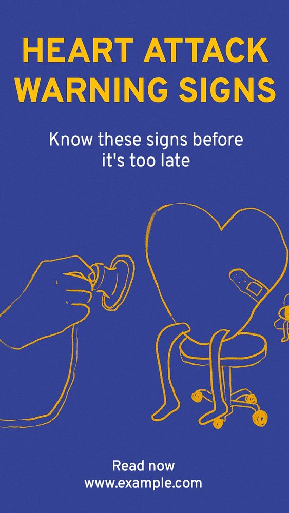 Heart attack signs Facebook story template