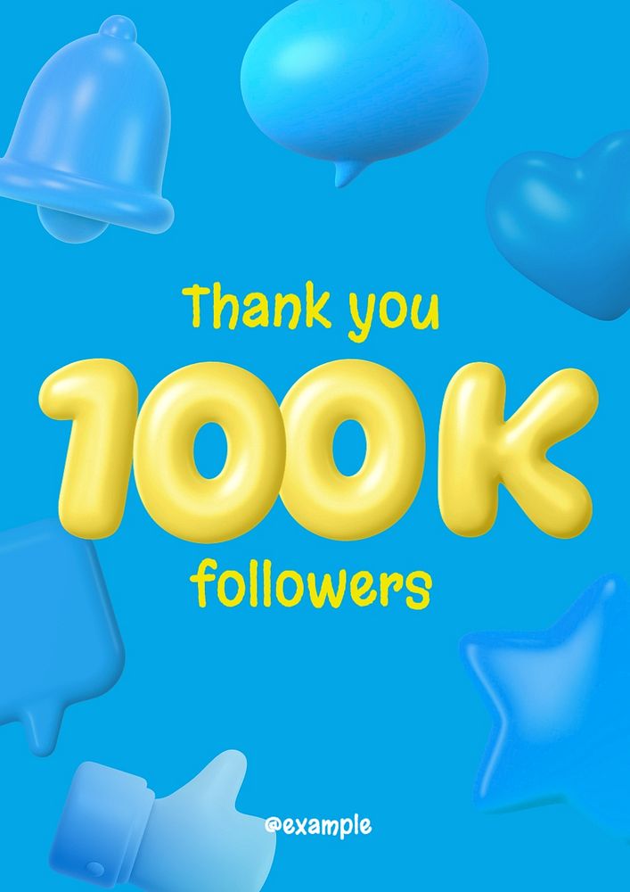 100k followers poster template