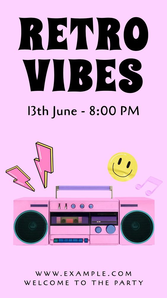 Retro vibes party Facebook story template