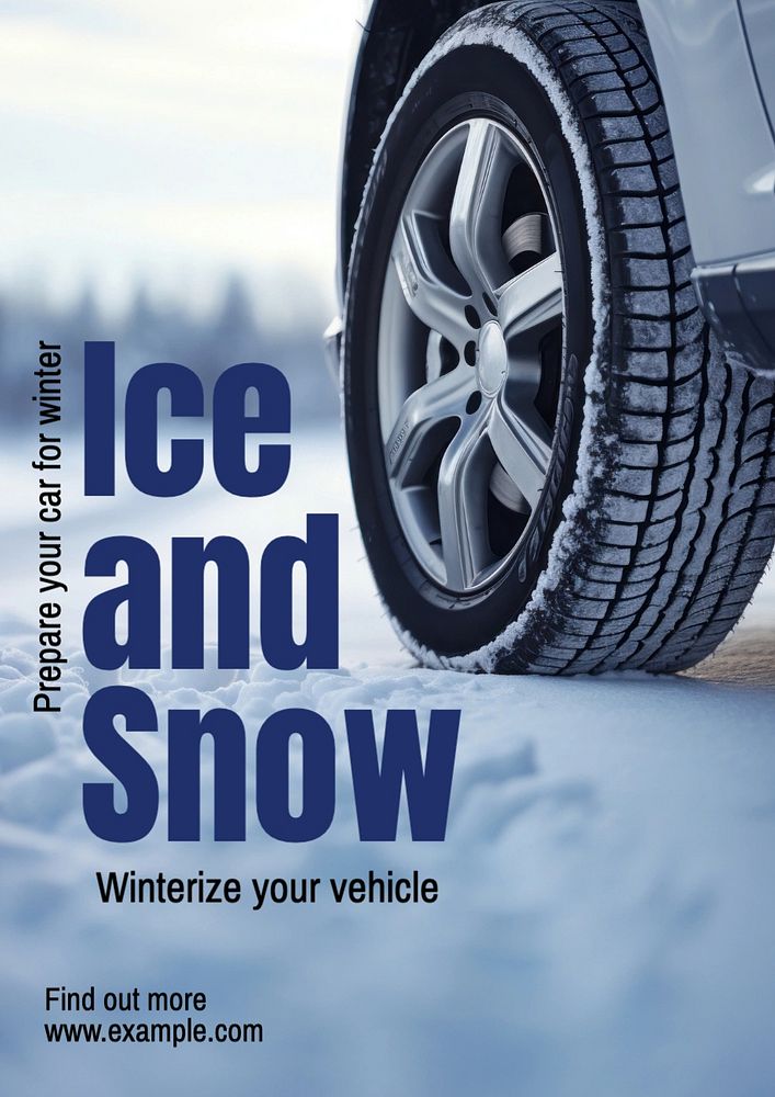 Winter tire driving poster template