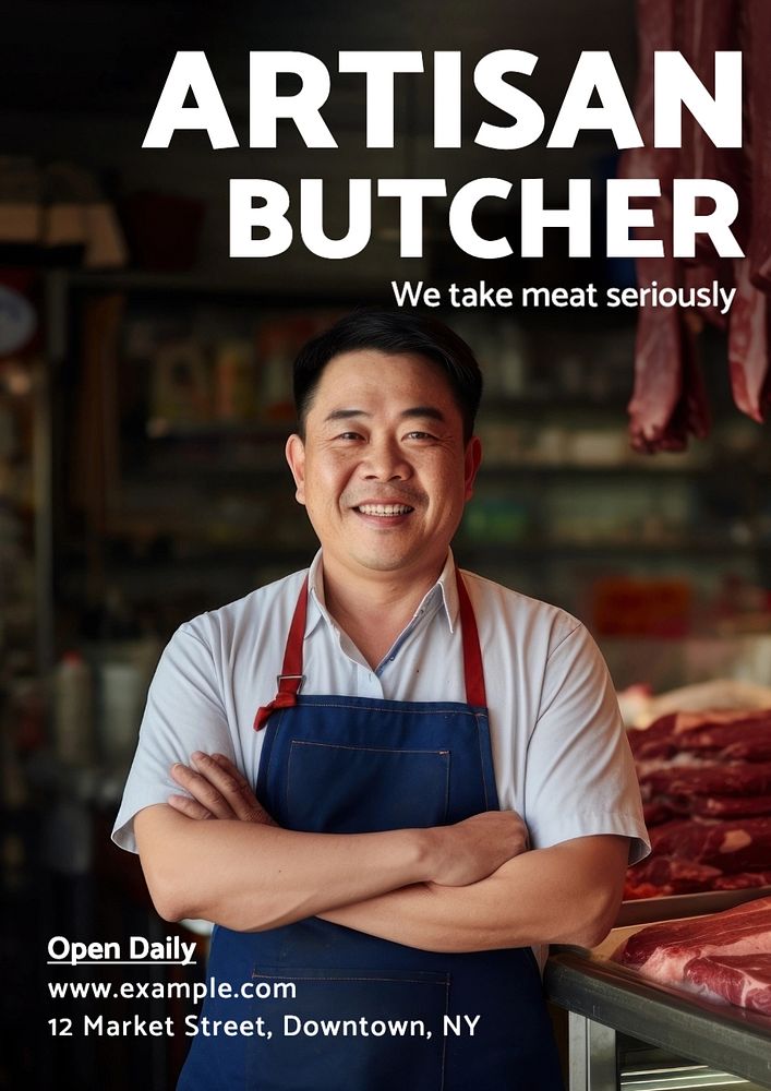 Artisan butcher poster template