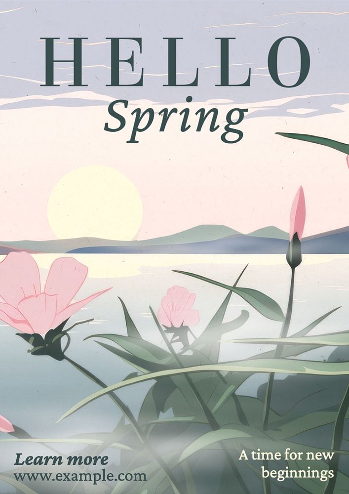 Hello spring poster template