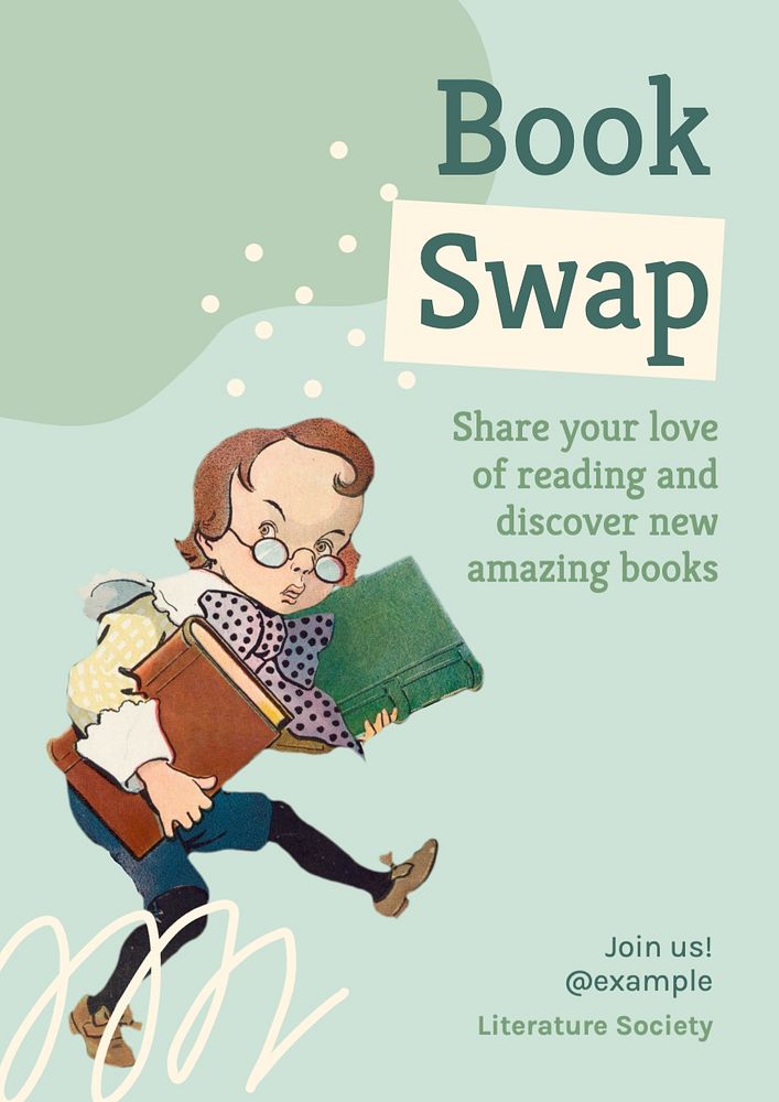 Book swap poster template