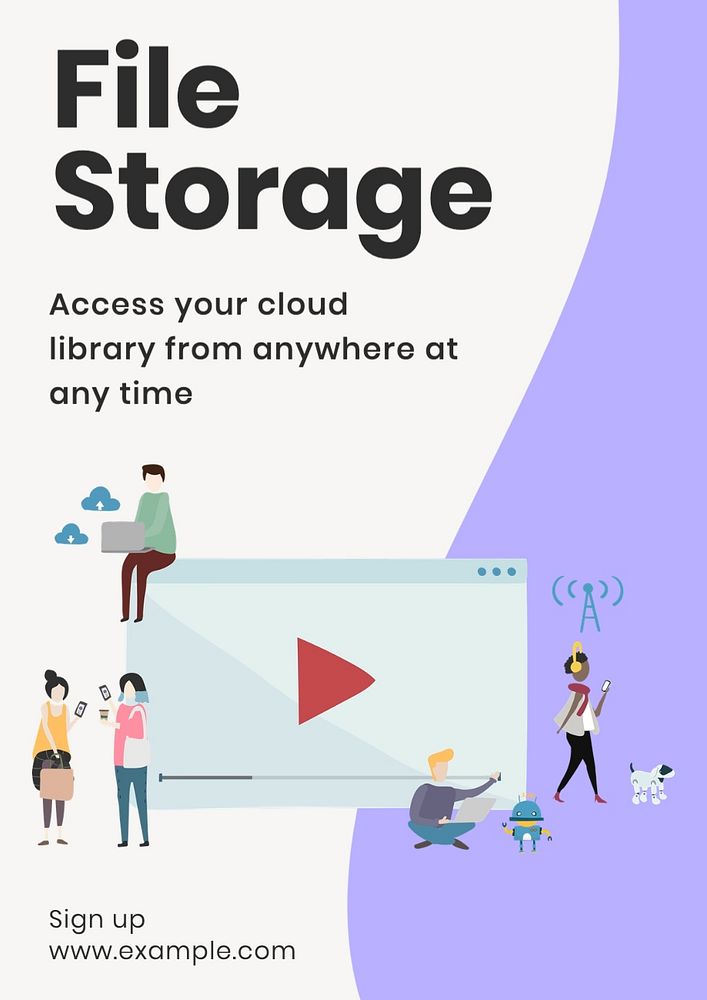 File storage cloud poster template