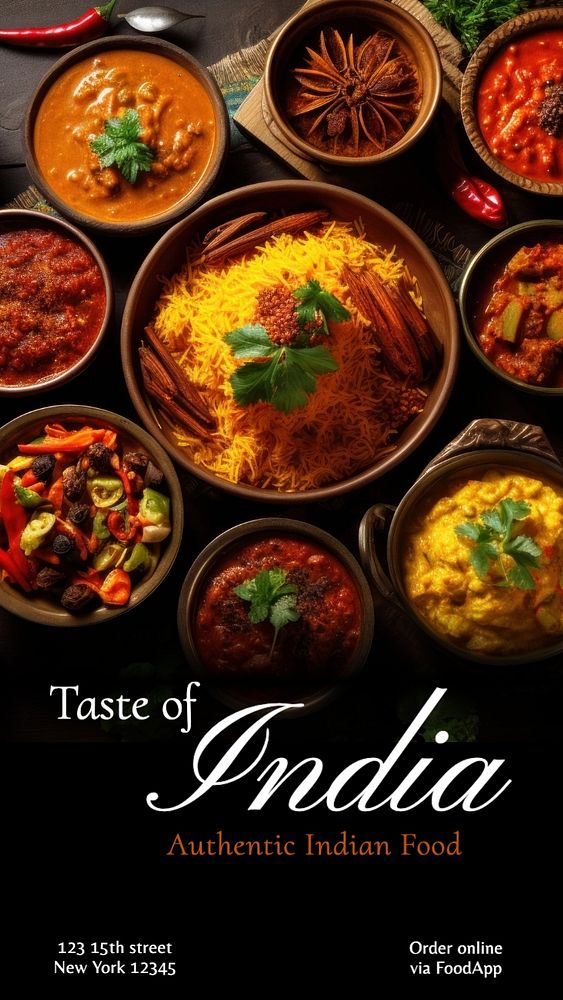 Indian restaurant Facebook story template