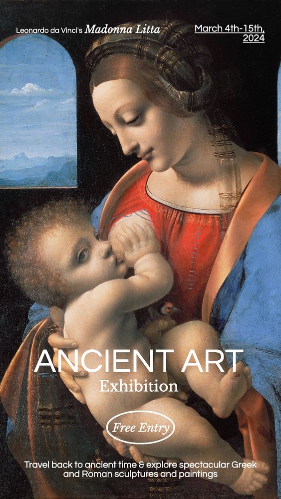 Ancient art exhibition Facebook story template