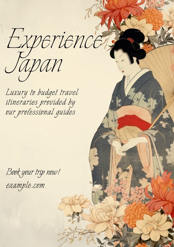 Japan travel ad poster template