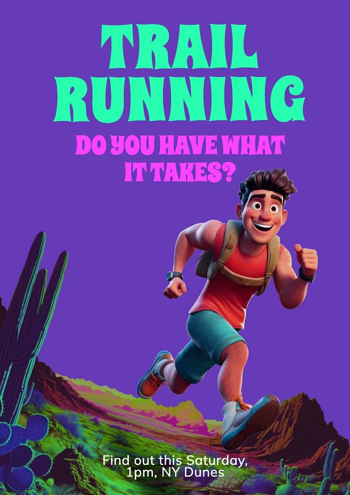 Trail running poster template