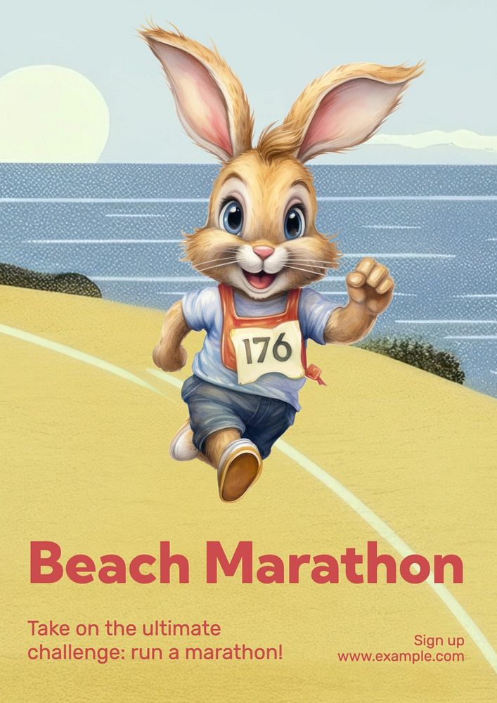 Beach marathon poster template