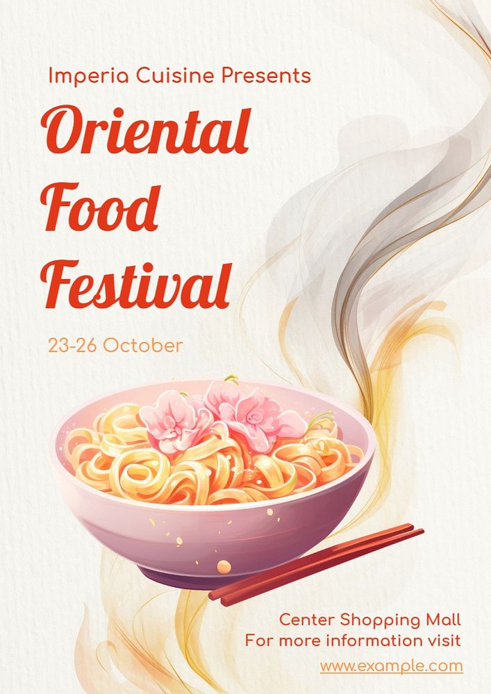 Oriental food festival poster template