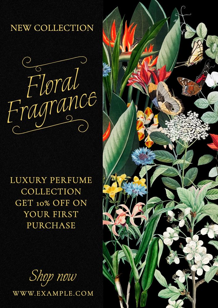 Floral fragrance poster template