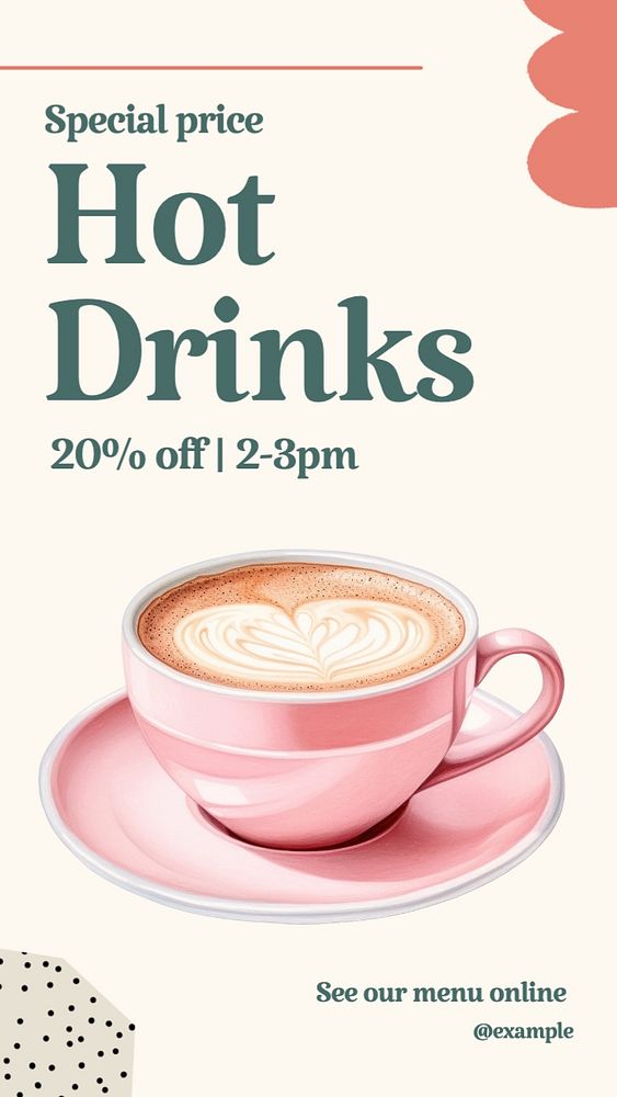 Hot drinks sale Facebook story template