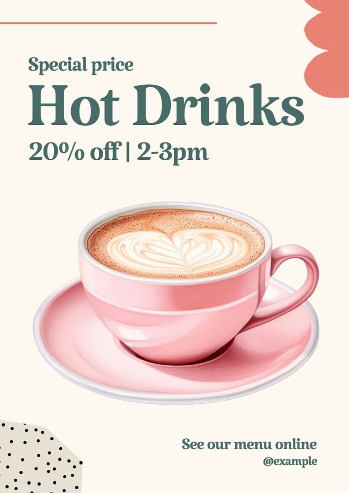 Hot drinks sale poster template